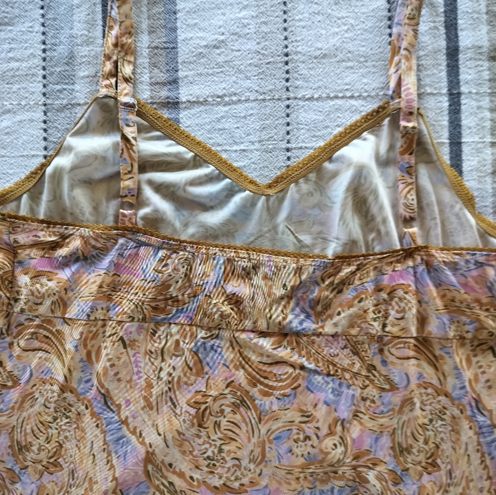 Democracy Women's Sheer Brown Paisley Peasant Top Large Boho 70s whimsigoth - Picture 10 of 14